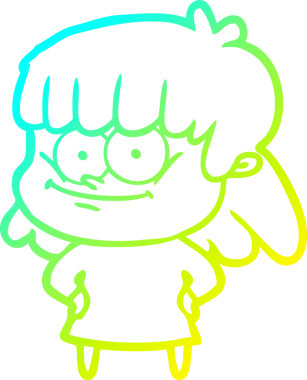 Bir insan tarafından çizilmiş gülümseyen bir karikatür çizimi