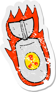 Bir insan tarafından çizilmiş bir atom bombasının gerilimli yapıştırması.