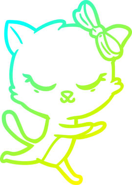 Bir insan tarafından çizilmiş bir çizgi film kedisinin soğuk gradyan çizimi