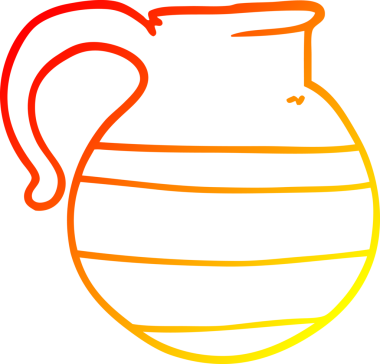 Bir insan tarafından çizilmiş karikatür şeritli sürahinin sıcak gradyan çizimi