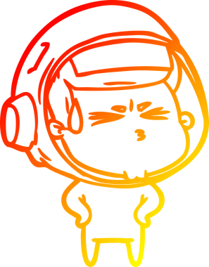 Bir çizgi film karakteri, bir insan tarafından çizilmiş astronot çizimi.