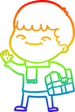 gökkuşağı gradyan çizgi çizimi bir insan tarafından çizilmiş mutlu bir çocuk