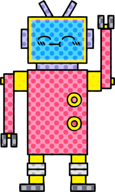 bir insan tarafından çizilmiş bir robotun çizgi roman tarzı