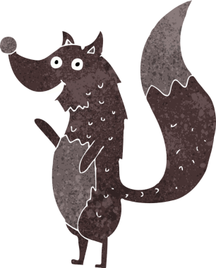 Bir insan tarafından çizilmiş, el sallayan bir kurt.