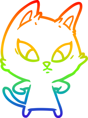 Bir insan tarafından çizilmiş kafası karışmış çizgi film kedisinin çizimi.