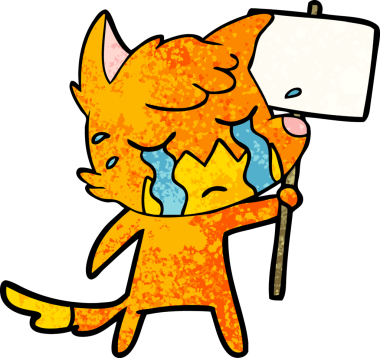 Bir insan tarafından çizilmiş üzgün küçük tilki çizgi film karakteri.