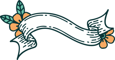 İkonik dövme tarzı bir afiş ve bir insan tarafından çizilmiş çiçekler.