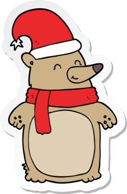 Bir insan tarafından çizilmiş bir karikatür noel ayısının çıkartması.