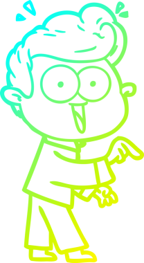 Bir insan tarafından çizilmiş, heyecanlı bir çizgi film çizimi.