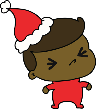 Bir insan tarafından çizilmiş Kawaii çocuğunun el çizimi Noel karikatürü.