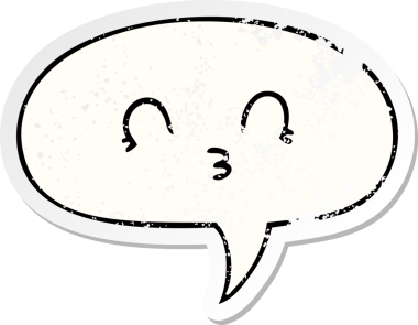 Mutlu karikatür yüzü, bir insan tarafından çizilmiş sıkıntılı eski bir çıkartma.