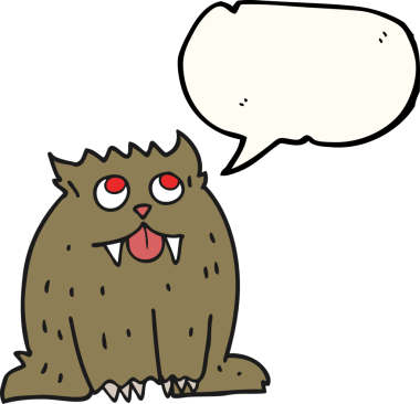 Bir insan tarafından çizilmiş serbest konuşma balonu çizgi film canavarı.