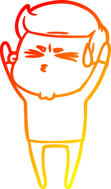 Bir insan tarafından çizilmiş terleyen bir çizgi film karakterinin sıcak çizgi çizimi.