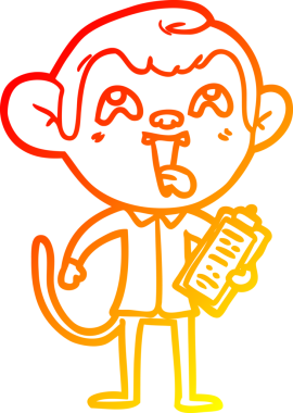 Bir insan tarafından çizilmiş bir pano ile çılgın bir çizgi maymun çizimi