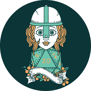 Bir insan tarafından çizilmiş 20 zarlı insan dövüşçüsü simgesi