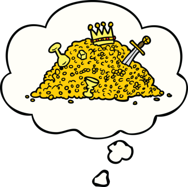 Bir insan tarafından çizilmiş bir hazine yığını.