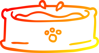 Bir insan tarafından çizilmiş çizgi film evcil hayvan kasesinin sıcak çizgi çizimi