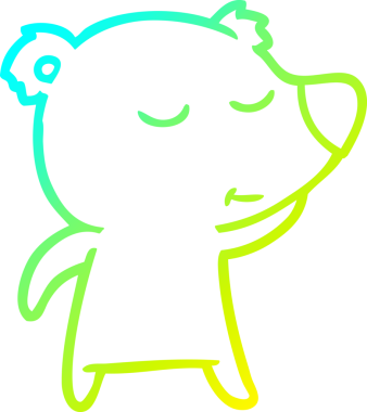 Bir insan tarafından çizilen mutlu çizgi film ayısının soğuk gradyan çizgisi.