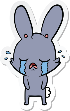 Bir insan tarafından çizilmiş şirin bir tavşanın çıkartması.