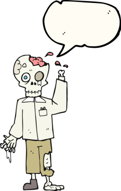 Bir insan tarafından çizilmiş serbest konuşma balonu çizgi filmi zombisi