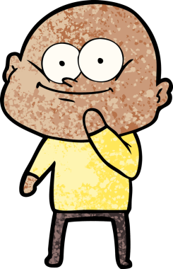 Bir insan tarafından çizilmiş kel bir adam.