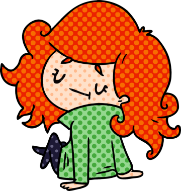 Bir insan tarafından çizilmiş sevimli bir kawai kızının çizgi film çizimi