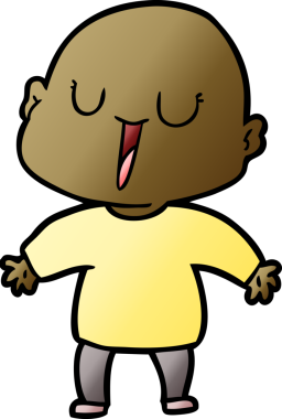 Bir insan tarafından çizilmiş mutlu, kel adam.