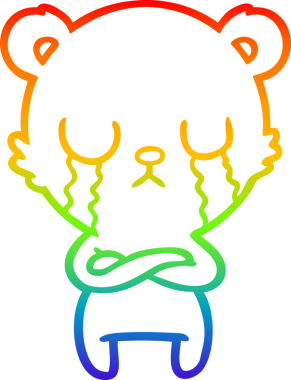 Bir insan tarafından çizilmiş ağlayan çizgi film ayısının çizimi.