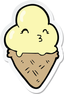 Bir insan tarafından çizilmiş karikatür dondurma etiketi.