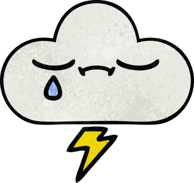 Bir insan tarafından çizilmiş bir gök gürültüsü bulutunun retro grunge desen çizimi