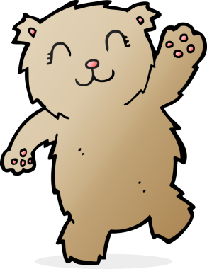 Bir insan tarafından çizilmiş oyuncak ayıyı sallayan çizgi film.