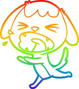 Gökkuşağı gradyan çizimi. Bir insan tarafından çizilmiş şirin bir köpek çizimi.