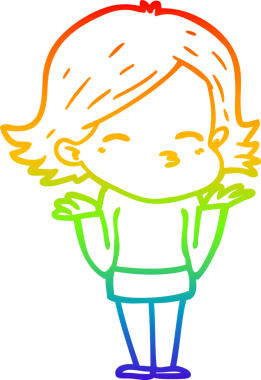 Gökkuşağı gradyan çizgi çizimi Bir insan tarafından çizilmiş kafası karışık bir kadın