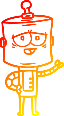 Bir insan tarafından çizilen çizgi film robotunun sıcak çizgi çizimi