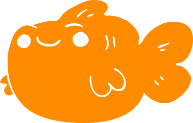 Bir insan tarafından çizilmiş düz renkli karikatür balığı