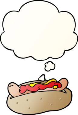 Düşünce baloncuklu çizgi film sosislisi bir insan tarafından çizilmiş.