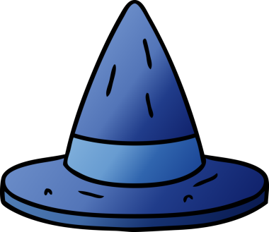 Bir insan tarafından çizilmiş bir cadı şapkasının gradyan çizimi.