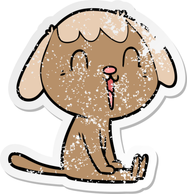 Bir insan tarafından çizilmiş şirin bir köpeğin sıkıntılı çıkartması.