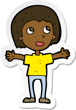 Bir insan tarafından çizilmiş mutlu bir insanın çıkartması.