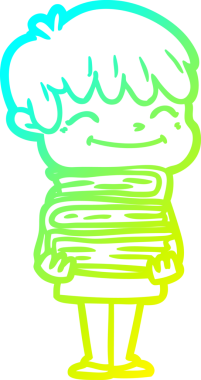 Bir çizgi film karakteri çizen soğuk çizgi bir insan tarafından çizilmiş mutlu çocuk.