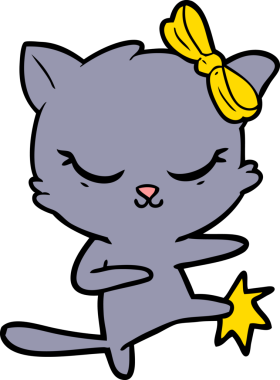 Bir insan tarafından çizilmiş sevimli çizgi film kedisi.