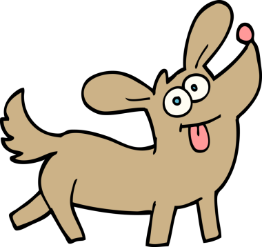 Bir insan tarafından çizilmiş karalama tarzı mutlu bir köpek.