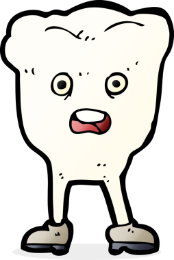 Çizgi film dişleri insan tarafından çizilmiş gibi görünüyor.