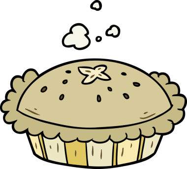 Bir insan tarafından çizilmiş fırından yeni çıkmış sıcak çizgi film pastası.