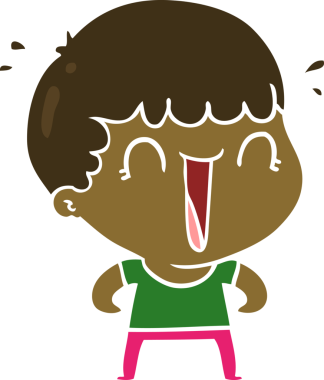 Bir insan tarafından çizilmiş düz renkli karikatür adam.