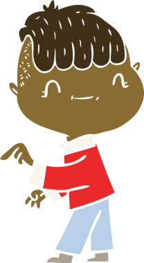 Düz renkli çizgi film karakteri bir insan tarafından çizilmiş.