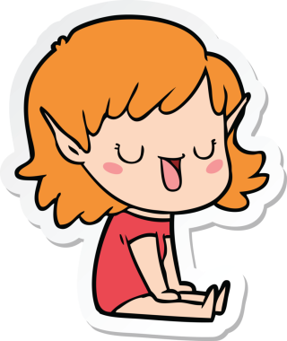 Bir insan tarafından çizilmiş bir elf kızının çıkartması.