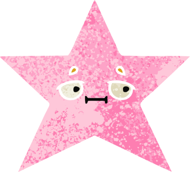 Bir insan tarafından çizilmiş yıldız balığının retro çizim tarzı karikatürü