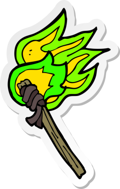 Bir insan tarafından çizilmiş yanan meşale çıkartması.