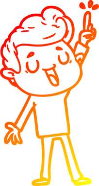 Bir insan tarafından çizilmiş mutlu bir çizgi film karakteri çizimi.